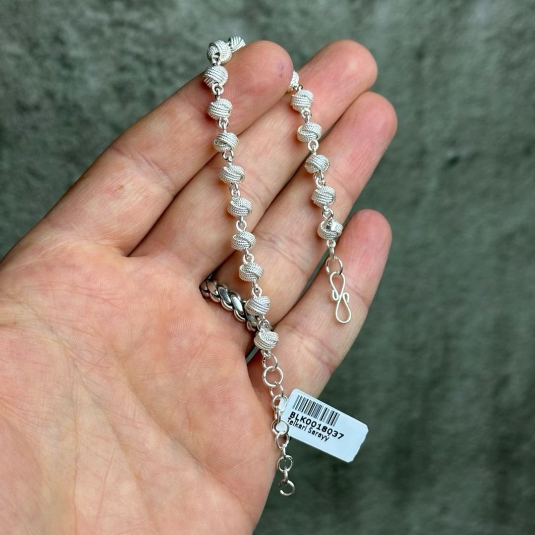 Sıralı Pandora Model 925 Ayar Gümüş El İşçilikli Telkari Bileklik