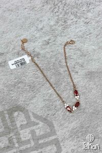 Kök Yakut Taşlı Rose Gümüş Bileklik