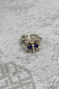 Safir Taşlı Oksitli Telkari Gümüş Yüzük