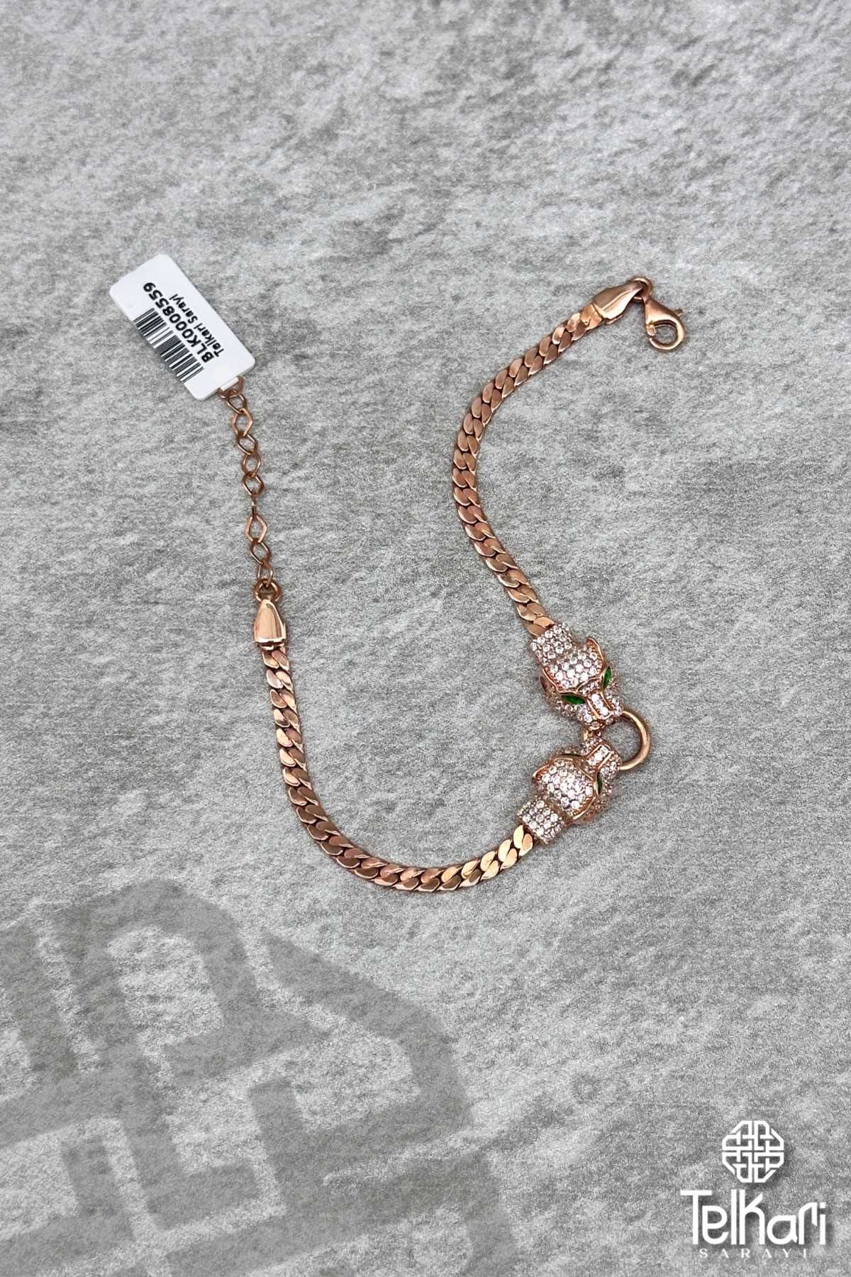 Çift Başlı Yılan Rose Gümüş Bileklik