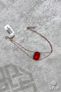 Sıkma Kehribar Taşlı Rose Gümüş Bileklik