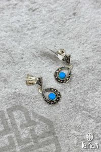 Firuze Taşlı Damla Model Gümüş Markazit Küpe
