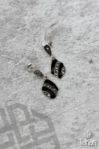 Onix Taşlı Gümüş Markazit Küpe