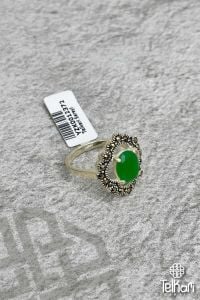 Zümrüt Taşlı Tasarım Markazit Gümüş Yüzük