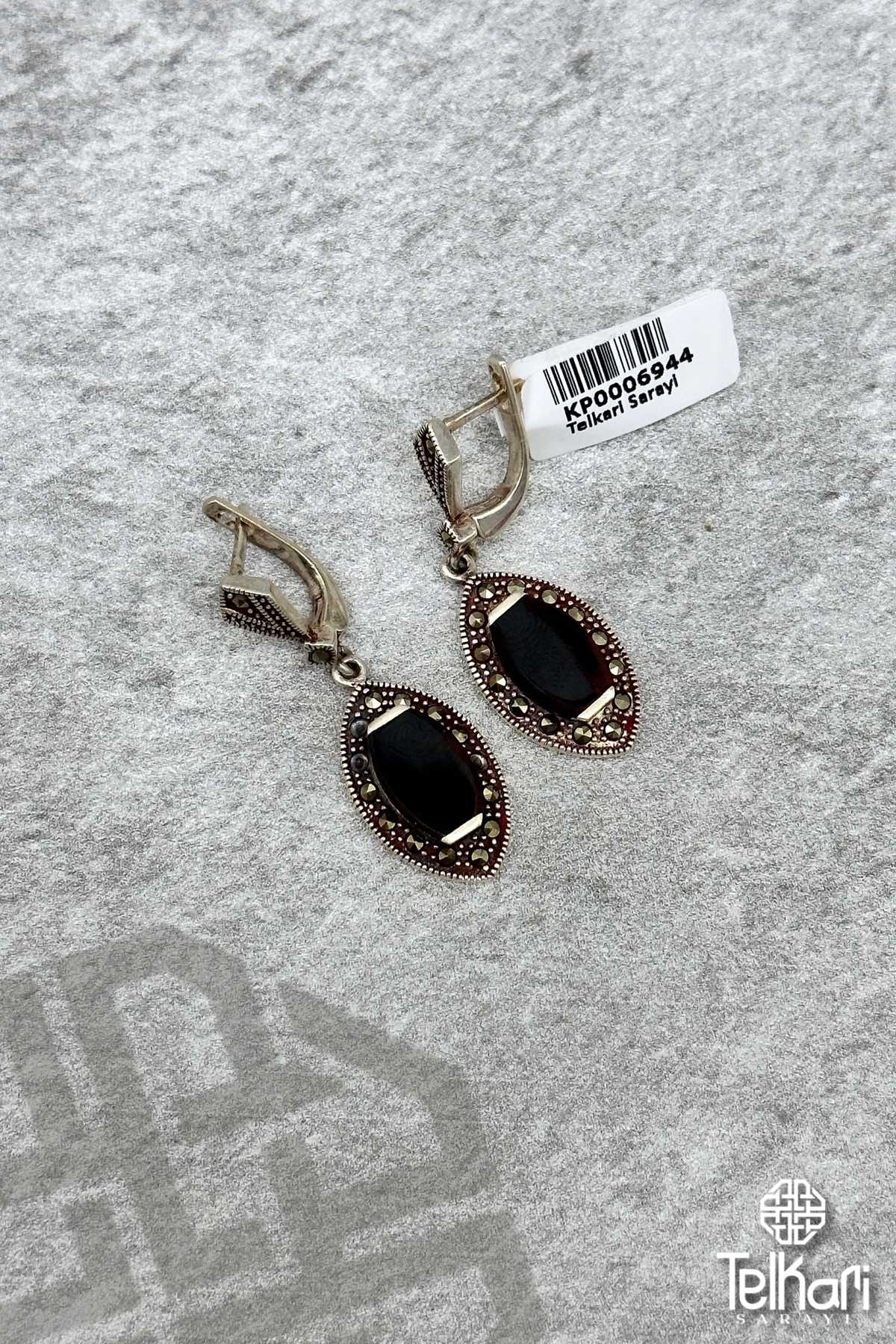 Mekik Model Onix Taşlı Gümüş Markazit Küpe