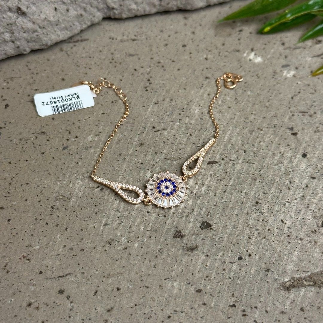 Zirkon Taşlı 925 Ayar Rose Kaplama Gümüş Bileklik