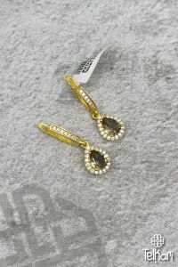 Damla Model Renk Değiştiren Sultan Taşlı Gold Gümüş Küpe