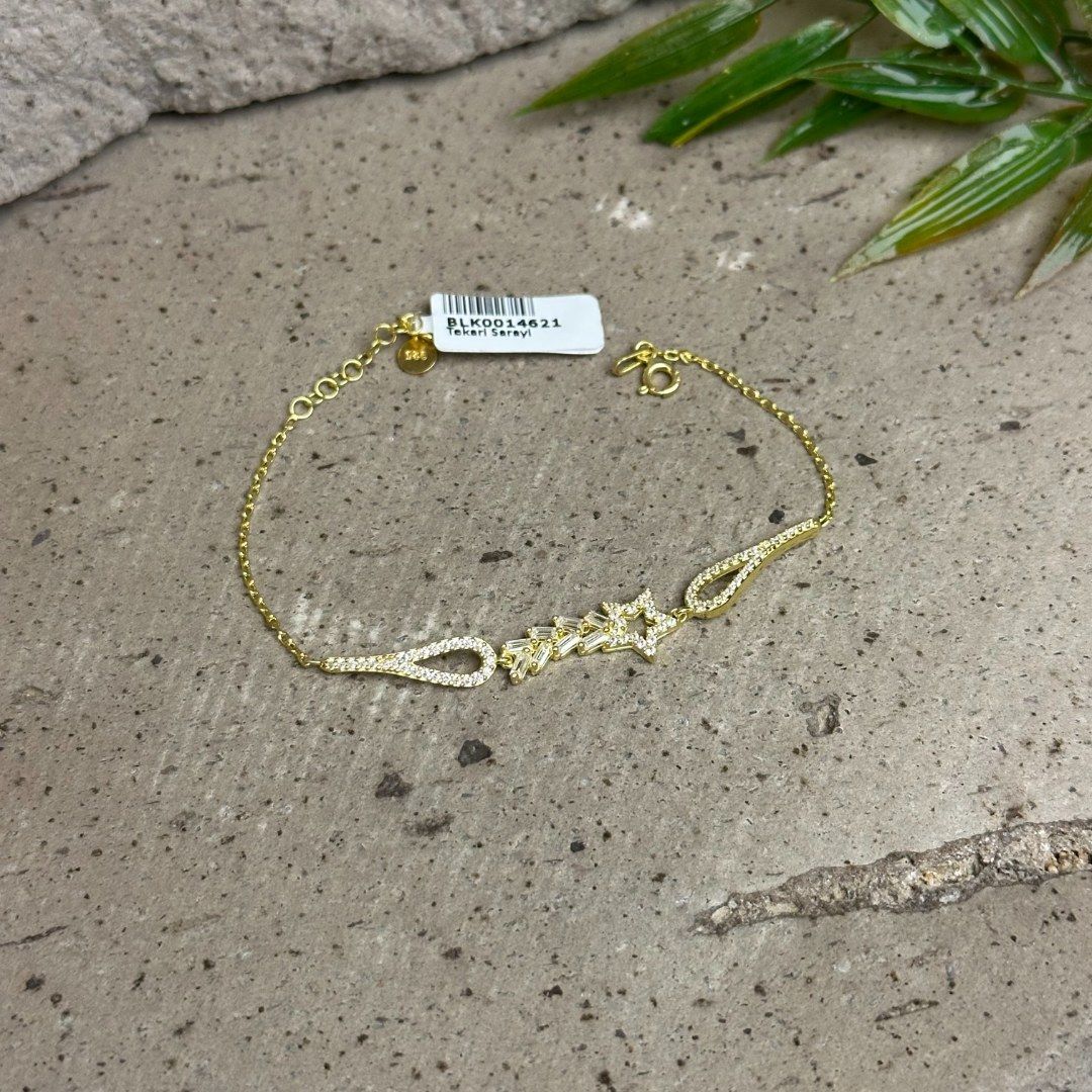Gold Kuyruklu Yıldız 925 Ayar Gümüş Bileklik