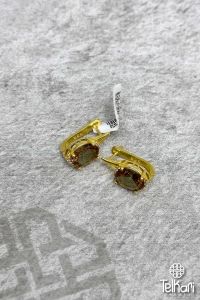 Taş Detaylı Oval Model Renk Değiştiren Sultan Taşlı Gold Gümüş Küpe