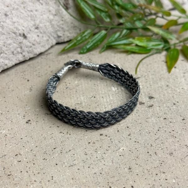 Kalın Hasır Model 1000 Ayar Gümüş Kazaziye Unisex Bileklik
