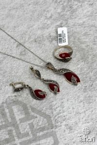 Akik Taşlı Markazit Üçlü Set