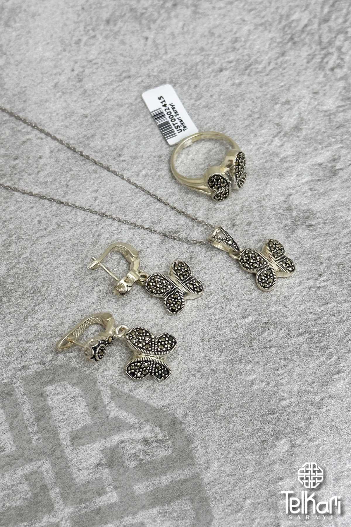 Kelebek Motifli Markazit Üçlü Set