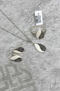 Damla Model Sedef Taşlı Markazit Üçlü Set