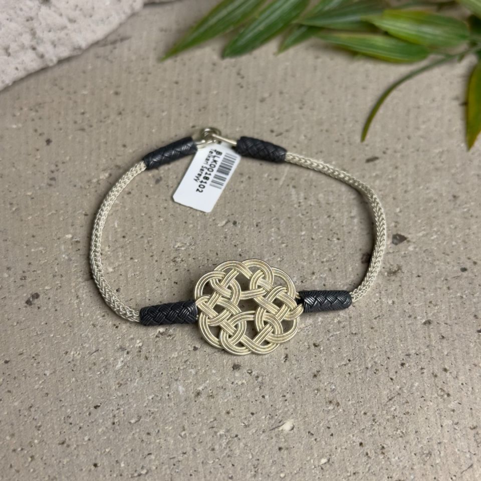 Gümüş Aşk Düğümü İki Renk Detaylı Kazaziye Unisex Bileklik