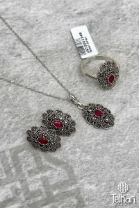 Kök Yakut Taşlı Markazit Üçlü Set