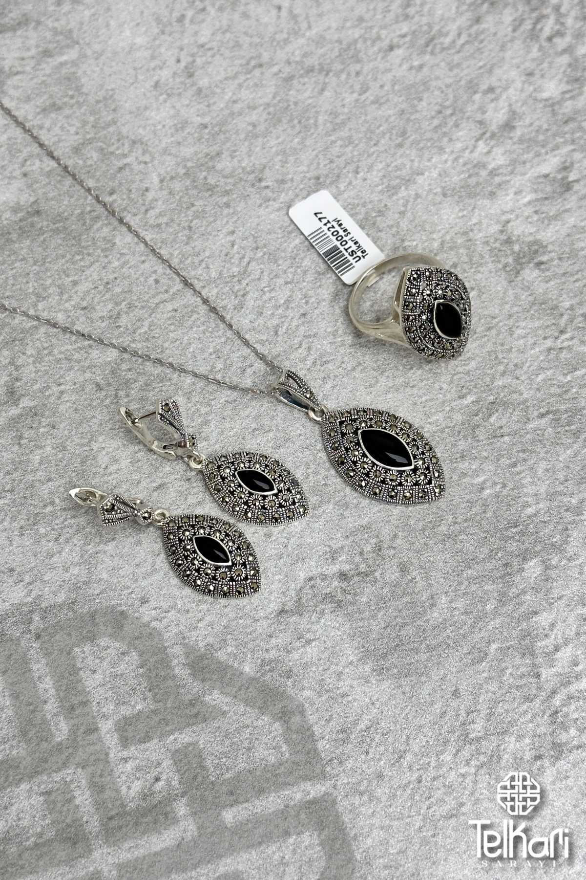 Mekik Model Onix Taşlı Markazit Üçlü Set