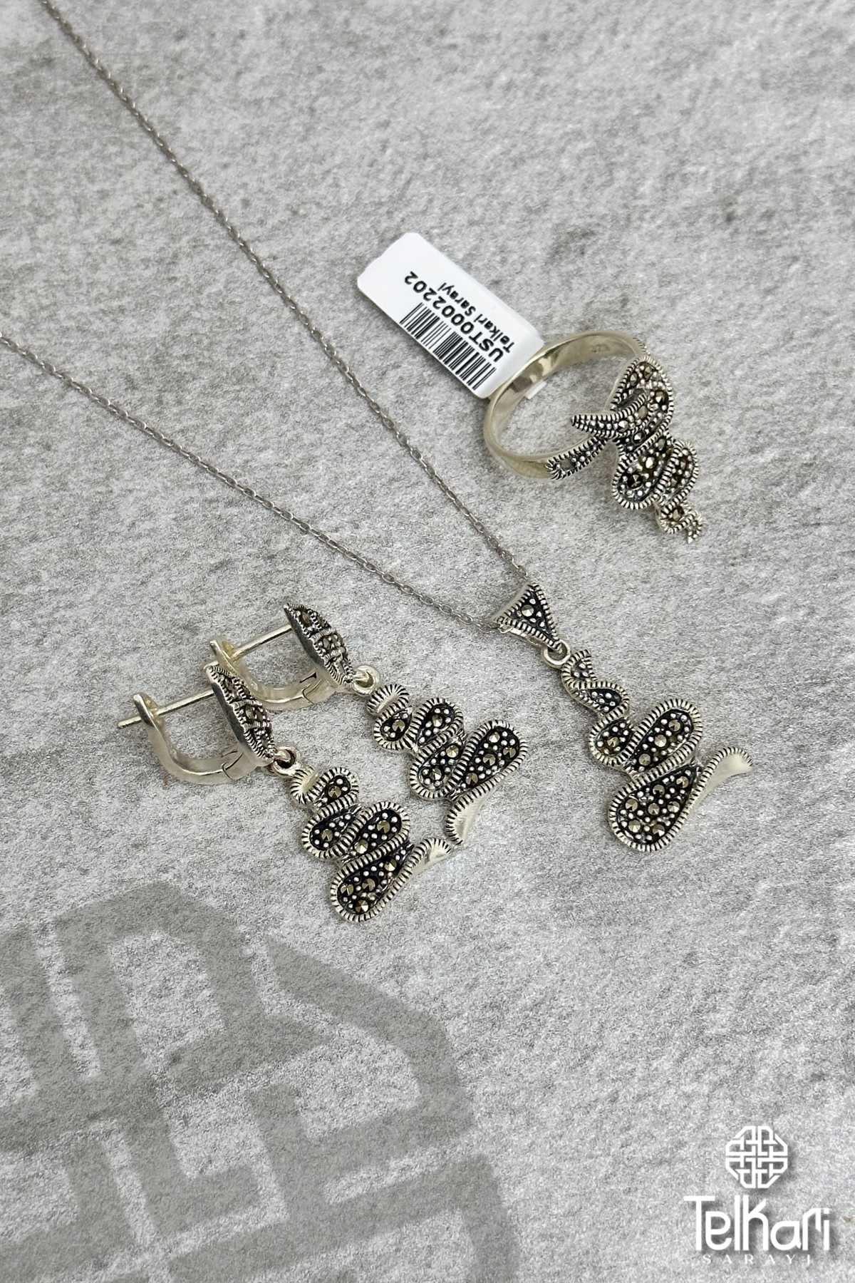 Yılan Model Taşlı Markazit Üçlü Set