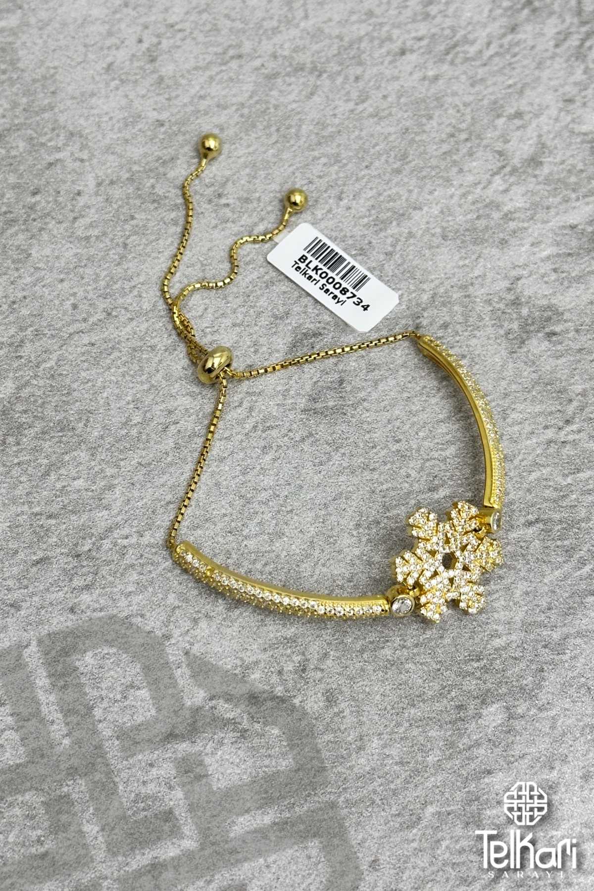 Kar Tanesi Model Gold Gümüş Bileklik