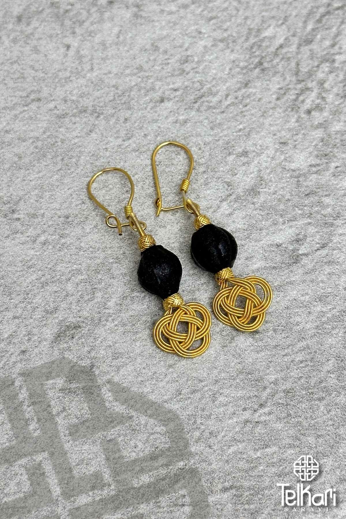 Amber Miskli El Örmesi 1000 Ayar Kazaziye Gümüş Küpe