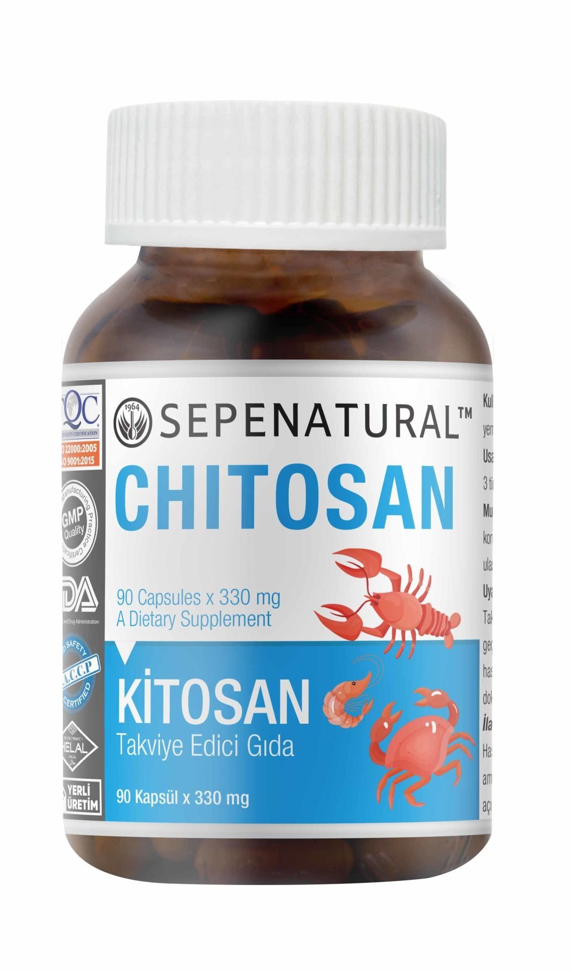 SEPE NATURAL Chitosan Kitosan 90 Kapsül x 330 mg Çitosan