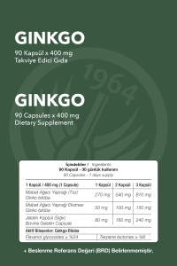 SEPE NATURAL Ginkgo Biloba Mabet Ağacı Ekstresi Full Potency 90 Kapsül x 400 mg Ginko, Gingko