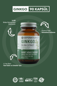 SEPE NATURAL Ginkgo Biloba Mabet Ağacı Ekstresi Full Potency 90 Kapsül x 400 mg Ginko, Gingko