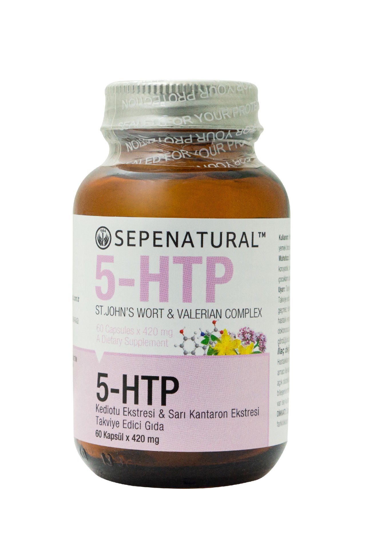 SEPE NATURAL 5-HTP Valerian Kedi Otu St. John's Worth Sarı Kantaron Ekstresi Kompleks 60 Kapsül x 420 mg