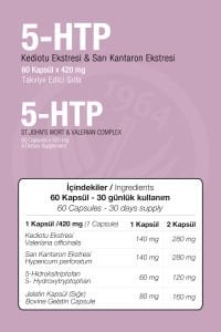 SEPE NATURAL 5-HTP Valerian Kedi Otu St. John's Worth Sarı Kantaron Ekstresi Kompleks 60 Kapsül x 420 mg