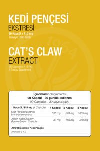 Cat's Claw Extract 90 Kapsül 360 mg Kedi Pençesi Ekstrakt Ekstre