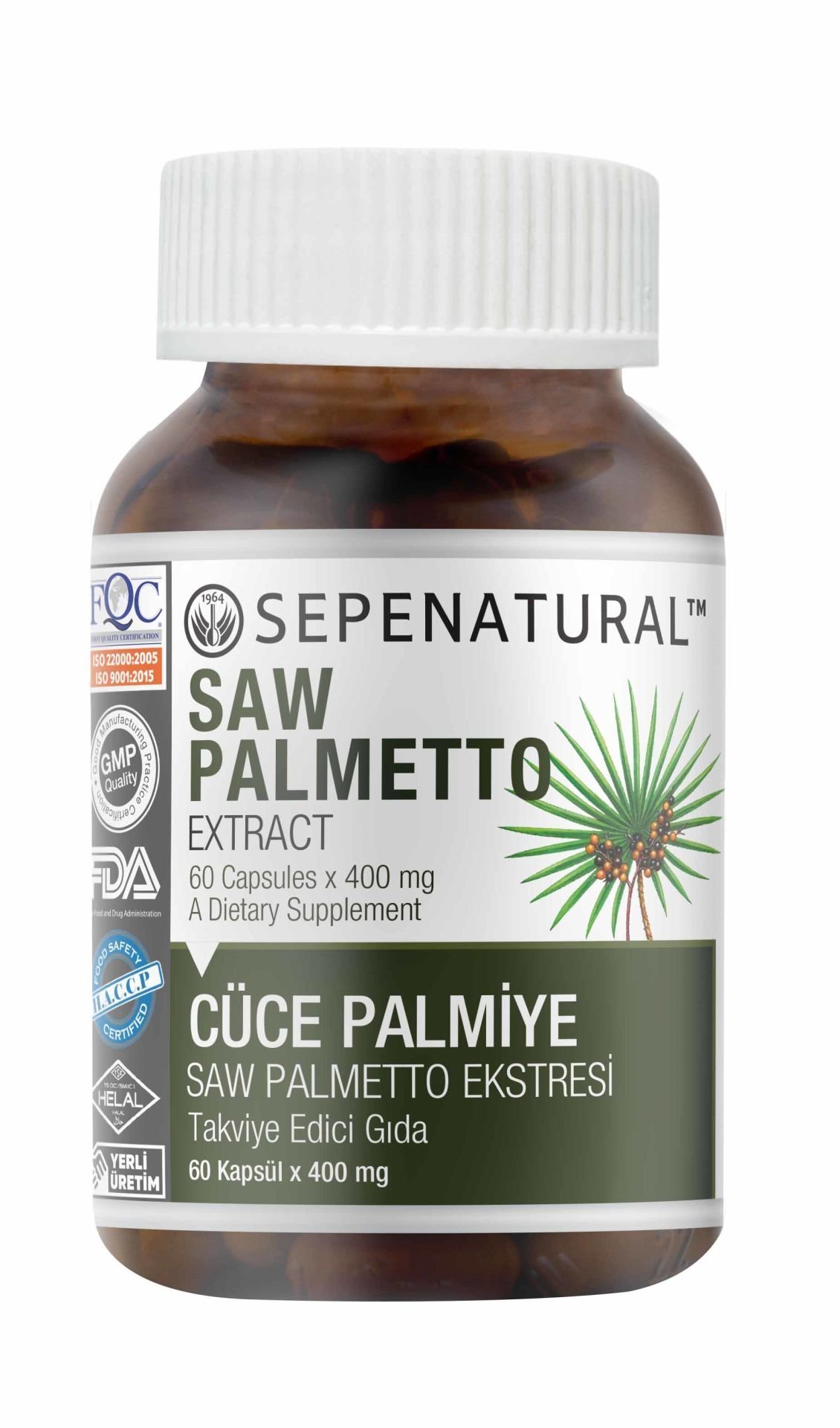 SEPE NATURAL Saw Palmetto Cüce Palmiye Ekstresi 60 Kapsül x 400 mg