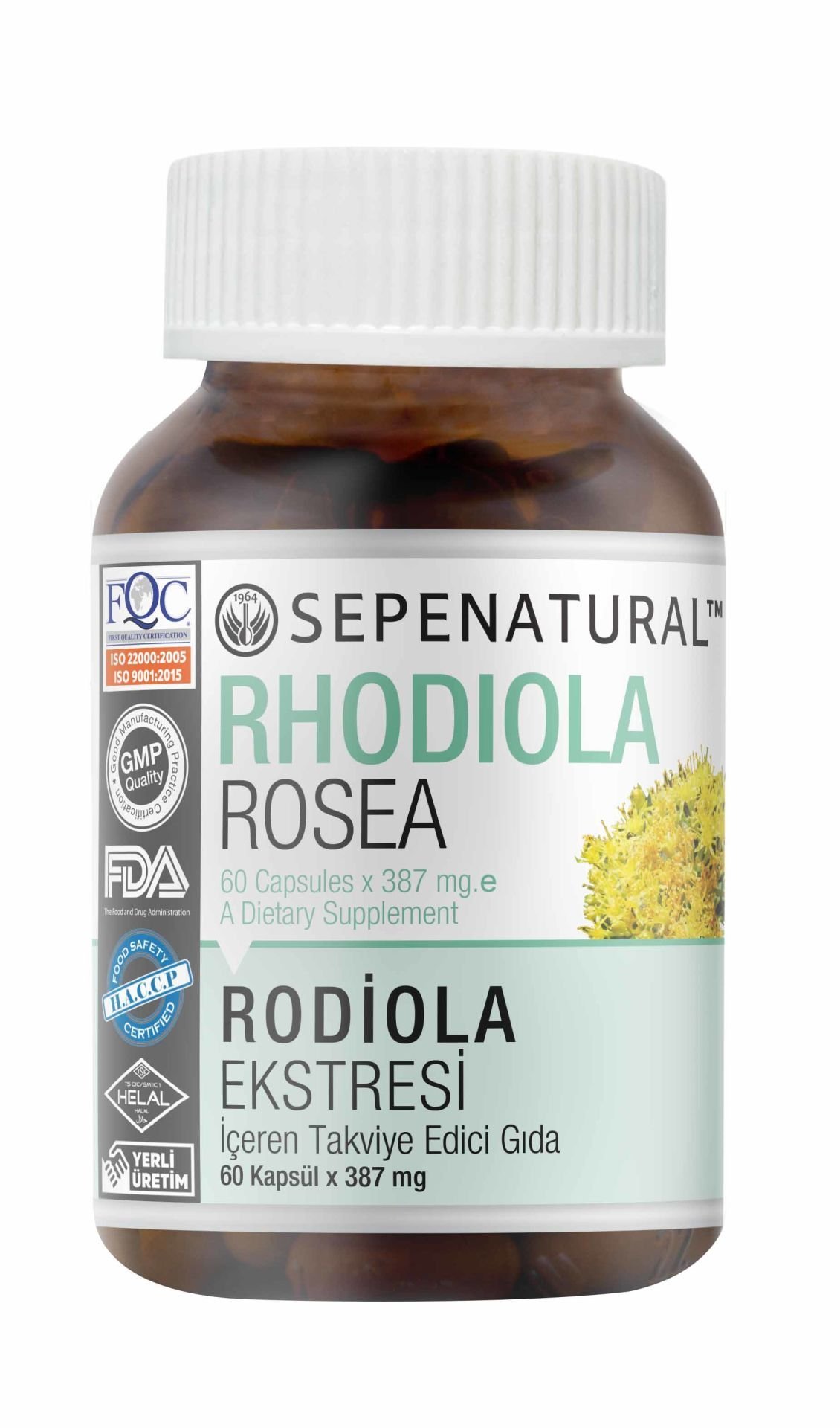 SEPE NATURAL Rodiola, Propolis, Folik Asit ve B Vitamin Kompleks 60 Kapsül x 387 mg Rhodiola