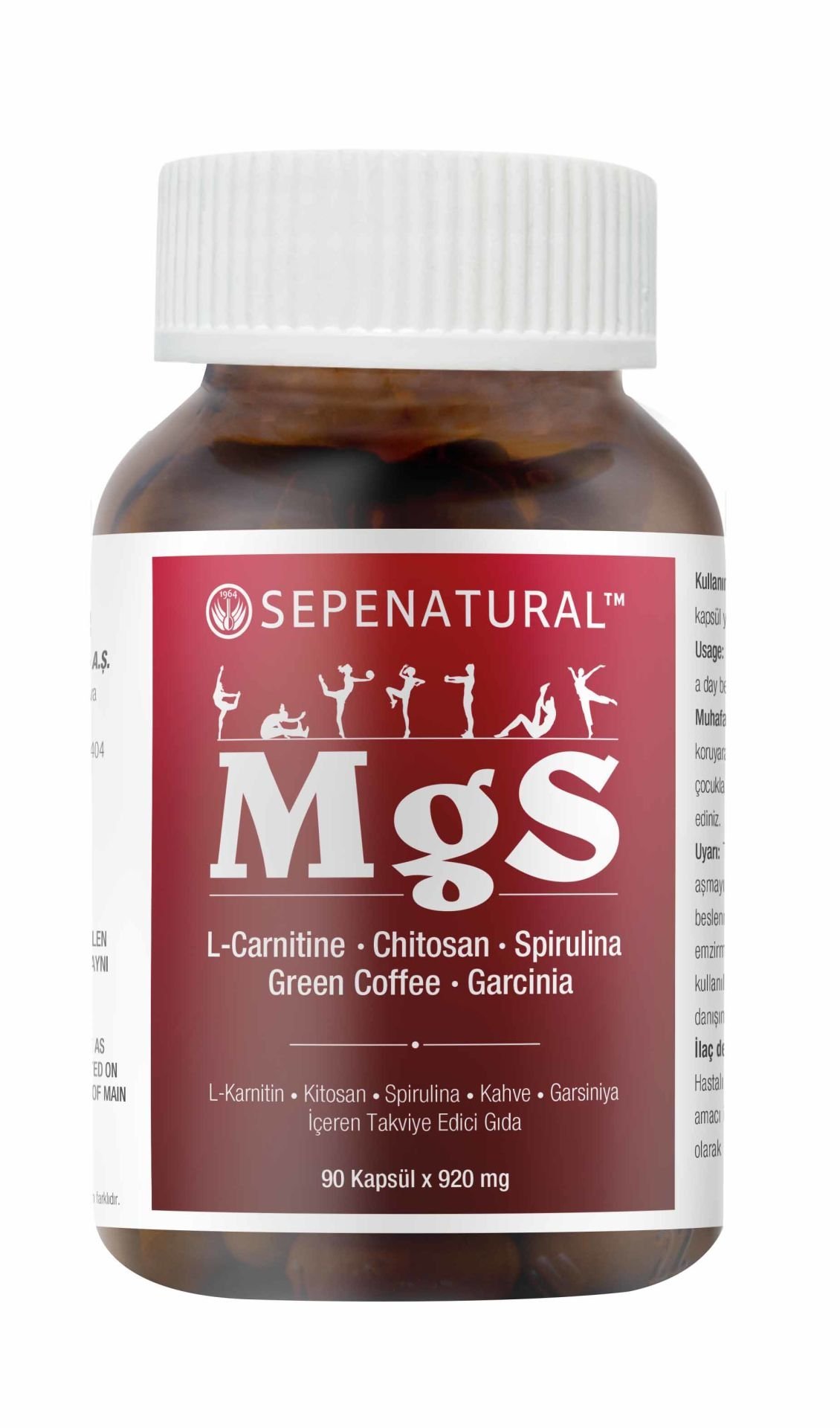 MGS L-Karnitin Çitosan Spirulina Kahve Garsiniya 90 Kapsül 920 mg