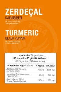 Zerdeçal Karabiber 60 Kapsül 880 mg Kurkumin Curcumin