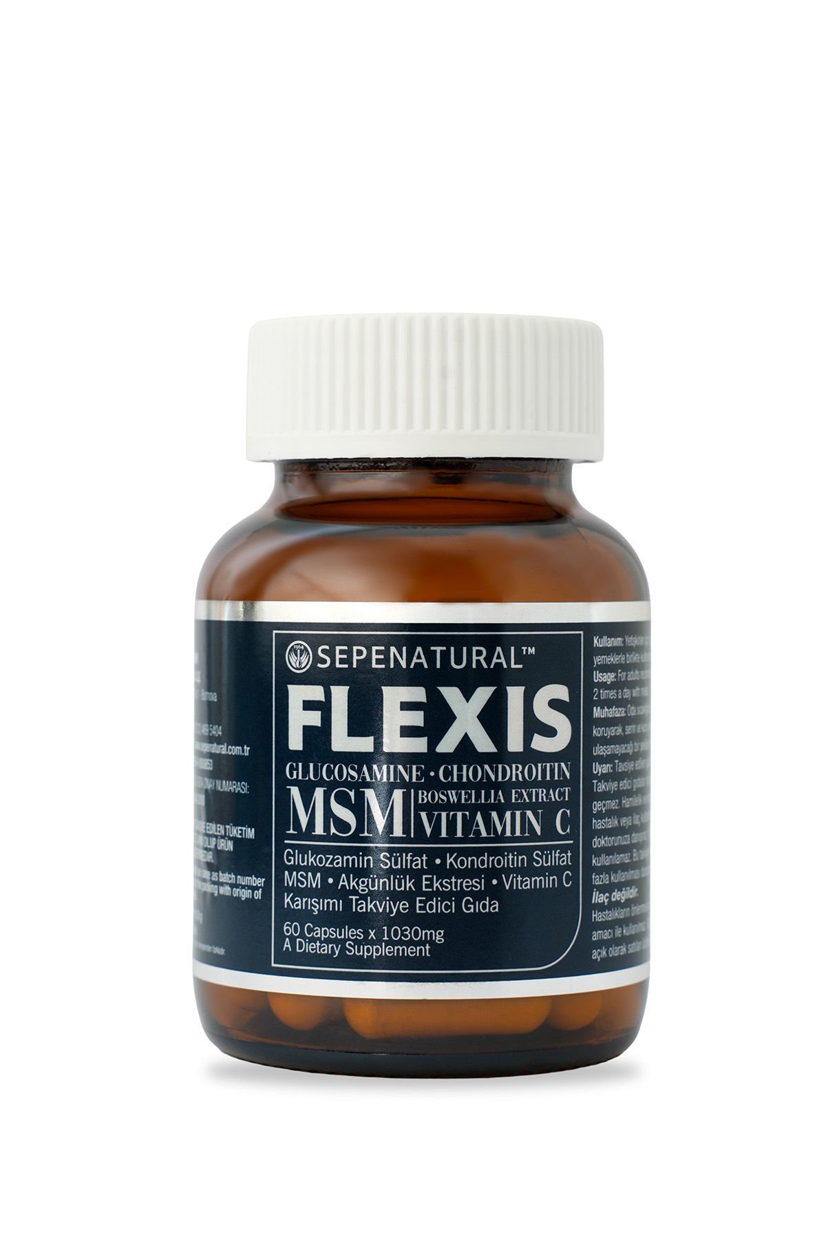 SEPE NATURAL Flexis Glukozamin Kondroitin, MSM, Boswellia Akgünlük, Vitamin C Kompleks 60 Kapsül x 1030 mg