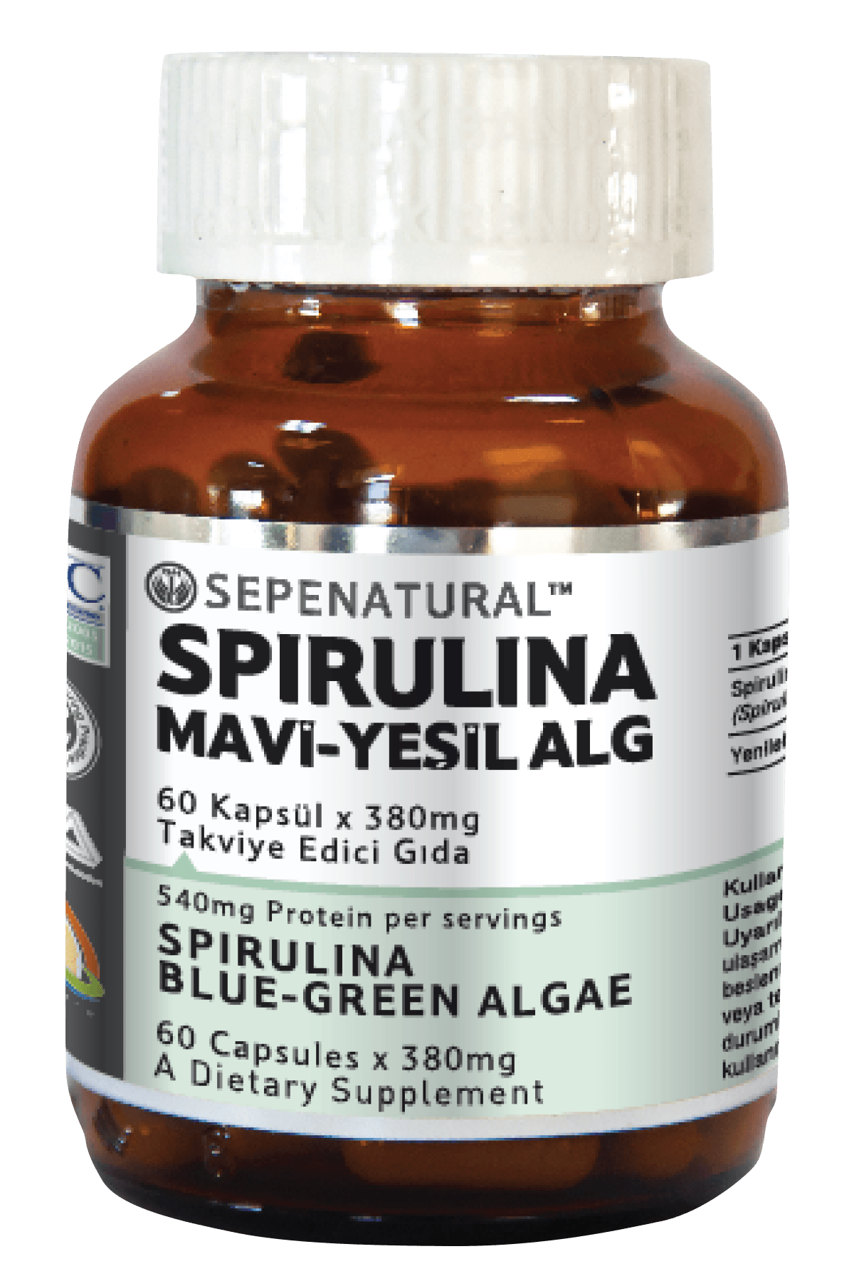 Spirulina 60 Kapsül SEPE NATURAL Siprulina Yosun Hapı