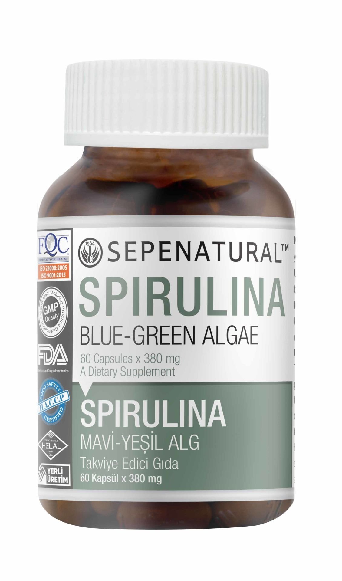 Spirulina 60 Kapsül SEPE NATURAL Siprulina Yosun Hapı