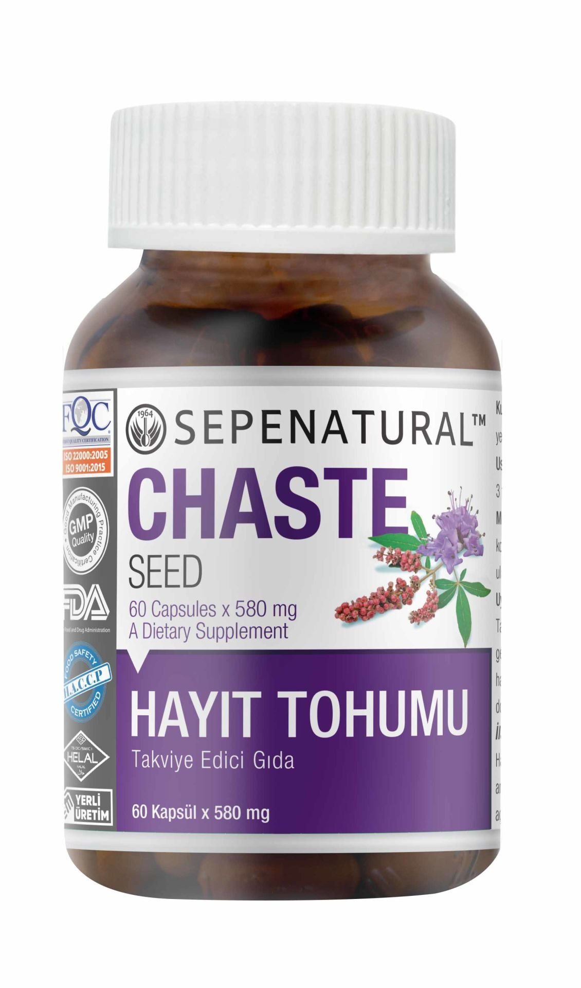 SEPE NATURAL Hayıt Tohumu 60 Kapsül x 580 mg Chaste Seed Bayanlara Özel
