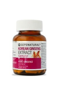 SEPE NATURAL Korean Ginseng Kore Ginseng Kök Ekstresi 60 Kapsül x 480 mg Kırmızı Ginseng, Panax