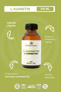 SEPE NATURAL L-KARNITIN SIVI AROMASIZ 200 ML 20 SERVİS L-CARNITINE