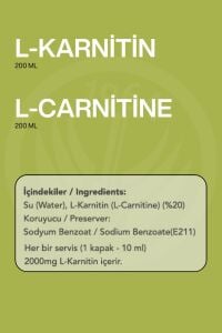 SEPE NATURAL L-KARNITIN SIVI AROMASIZ 200 ML 20 SERVİS L-CARNITINE