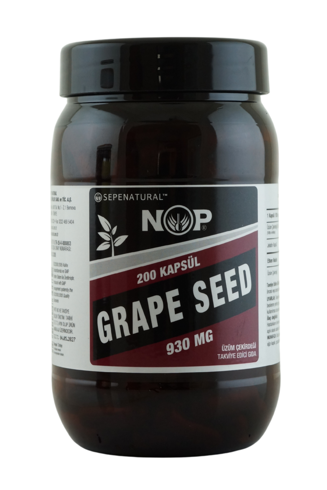NOP Üzüm Çekirdeği Grape Seed Full Potency 200 Kapsül x 930 mg
