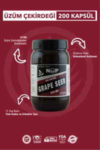 NOP Üzüm Çekirdeği Grape Seed Full Potency 200 Kapsül x 930 mg