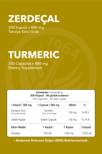 NOP Zerdeçal Kapsül 200 x 880 mg Curcumin Kurkumin Tur