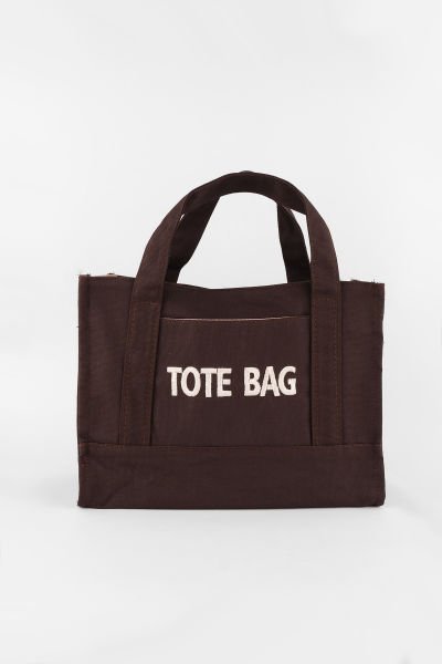 Kadın Acı Kahve Kanvas Kumaş Tote Bag Omuz ve Çapraz Çanta