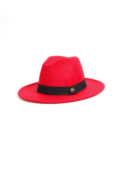 Kırmızı Fötr Şapka - Panama Şapka