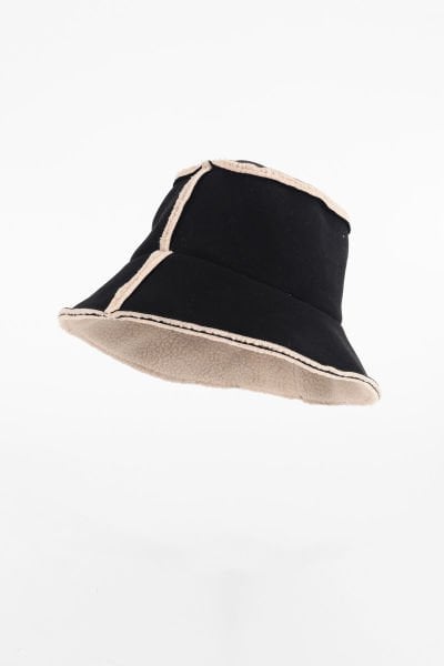Peluş Detaylı Bucket Yuvarlak Şapka - Siyah
