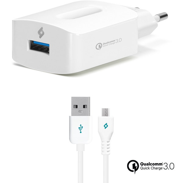 ttec SpeedCharger QC 3.0 Seyahat Şarj Aleti + Micro USB Kablo Beyaz - 2SCQC01M