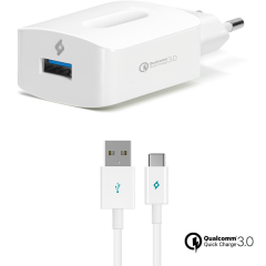 ttec SpeedCharger QC 3.0 Seyahat Şarj Aleti + Type-C Kablo Beyaz - 2SCQC01C