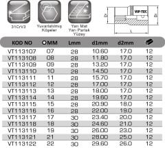 3/8'' 6 KÖŞE LOKMA ANAHTAR VT113107