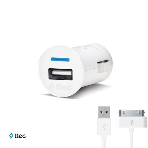 ttec Compact Araç Şarj Aleti iPh. 4 1000 mA Beyaz - 2CKC2001
